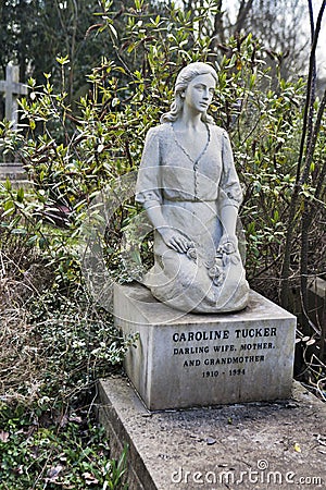 Tombstone in Hampstead Cemetery, London Editorial Stock Photo