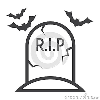 Tombstone line icon, halloween and scary, grave Vector Illustration