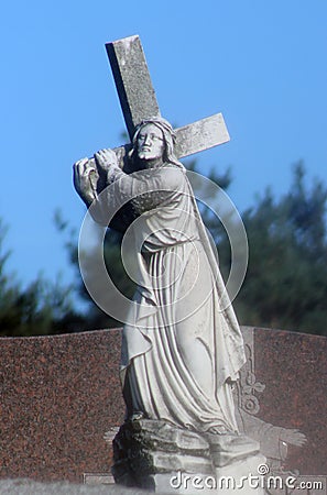 Tombstone statue of Jesus Christ Stock Photo
