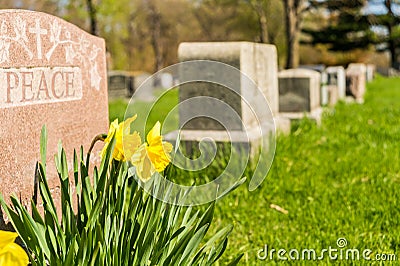 Tombstones in Montreal Cemetery Stock Photo