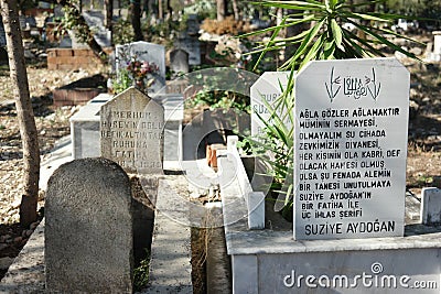 Tombstones at Muslim cemetery. Editorial Stock Photo