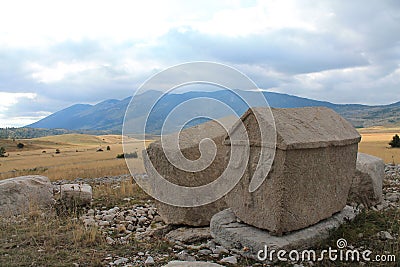 Tombstones on a plateau Dugo Polje Stock Photo