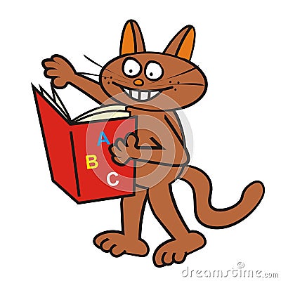 Tomcat and book, humorous vector illustration Vector Illustration