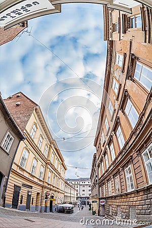 The Tomiceva street under Zagreb funicular Editorial Stock Photo