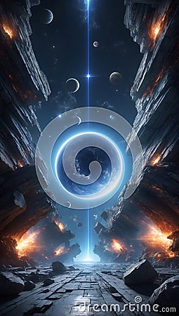 Tomorrow's Data Frontier Explored: DataEclipse Odyssey. AI generate Stock Photo