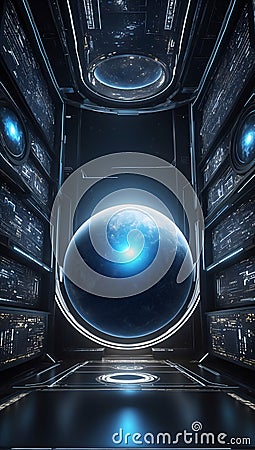 Tomorrow's Frontier Explored: DataEclipse Odyssey Unleashed. AI generate Stock Photo