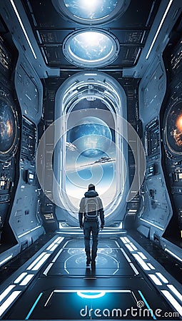 Tomorrow's Matrix Unraveled: DataEclipse Quantum Journey. AI generate Stock Photo