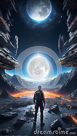 Tomorrow's QuantumQuotient Unleashed: DataEclipse Quest. AI generate Stock Photo