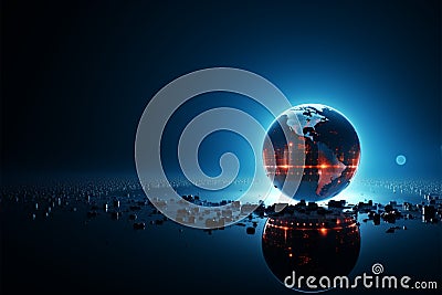 Tomorrows planet Futuristic abstraction portraying Earths digital transformation Stock Photo