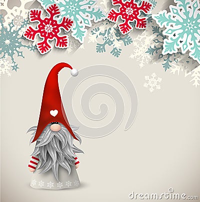 Tomte, scandinavian traditional christmas dwarf, illustration Vector Illustration