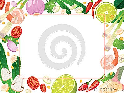 Frame with Ingredient of Tomyum Soup. Vector Illustration