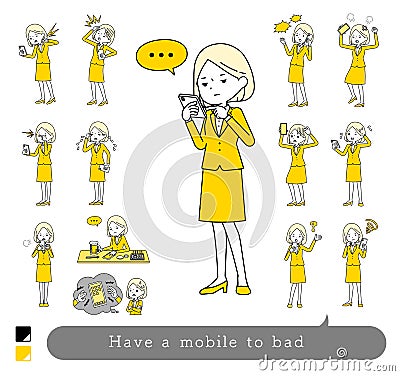 2tone suit business women_Have-a-Mobile-bad Vector Illustration