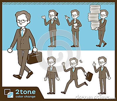2tone type Double suit old men_set 02 Vector Illustration