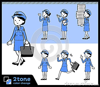 2tone type police Women_set 02 Vector Illustration