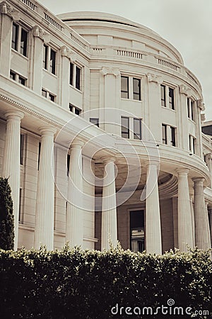 Toned photo close-up view outside of government building in Hanoi, Vietnam Editorial Stock Photo