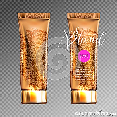 Toner contained in plastic tube with gold lid Vector Illustration