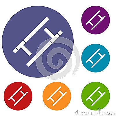 Tonfa icons set Vector Illustration