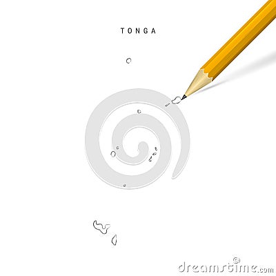 Tonga freehand pencil sketch outline vector map isolated on white background Vector Illustration