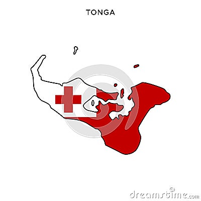 Map and Flag of Tonga Vector Design Template with Editable Stroke. Vector Illustration