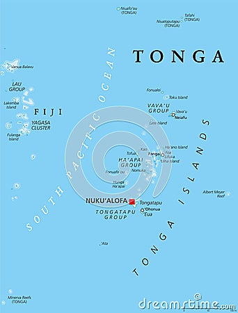 Tonga Political Map Vector Illustration