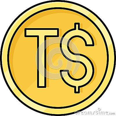 Tongan paÊ»anga coin icon, currency of Tonga Vector Illustration