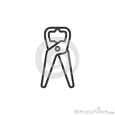 Tongs Pliers, pincers line icon, outline vector sign, linear style pictogram isolated on white. Vector Illustration