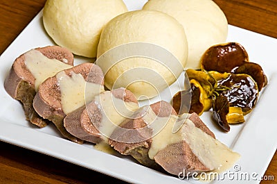 Tongue with horseradish sauce Stock Photo