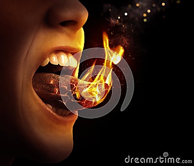 Tongue on fire Stock Photo