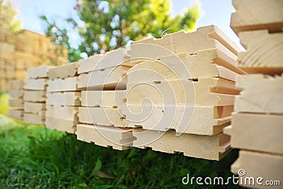 Tongue and groove pine boards Stock Photo