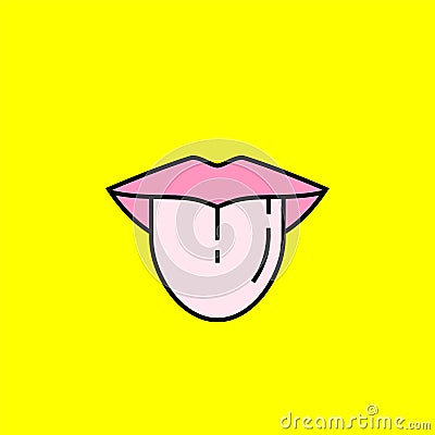 Tongue lips line icon Vector Illustration