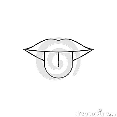 Tongue and lips line icon. Vector illustration isolated on white Vector Illustration