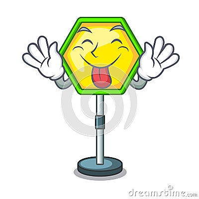 Tongue out traffic sign isolated on the mascot Vector Illustration