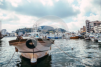 Tongyeong port sea landscape at summer in Korea Editorial Stock Photo