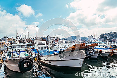 Tongyeong port sea landscape at summer in Korea Editorial Stock Photo