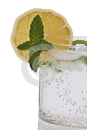 A tonic water with mint and lemon. Stock Photo