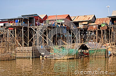 Tonle Sap fishing village Stock Photo