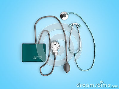 Tonometer and phonendoscope Medical instruments for measuring bl Stock Photo