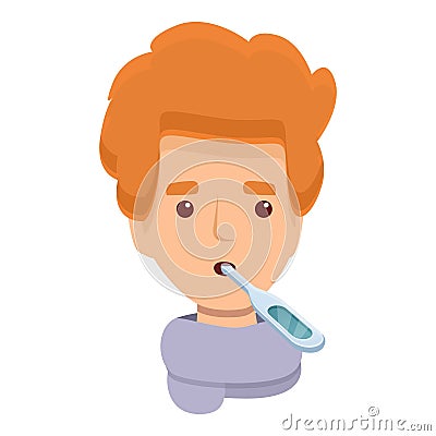Tonsillitis kid temperature icon cartoon vector. Bacterial infection Vector Illustration