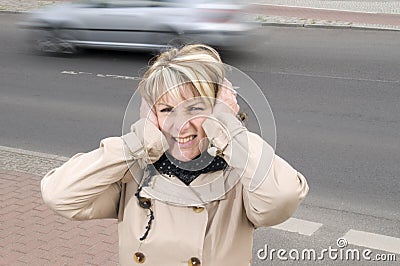 Too loud on the street Stock Photo