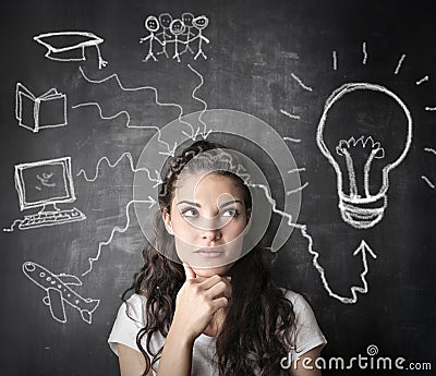 Too many ideas in her mind Stock Photo