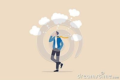 Too many thinking ideas, overwhelmed issues or busy problem to be solved, contemplation solutions for troble, concerned or anxiety Vector Illustration