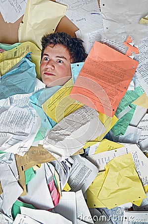 Too Much Homework Assignments Stock Photo