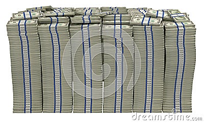 Too Much money. Huge pile of US dollars Stock Photo