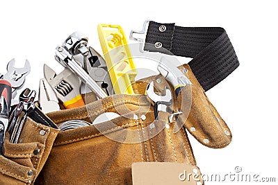 Tool belt with work tools Stock Photo