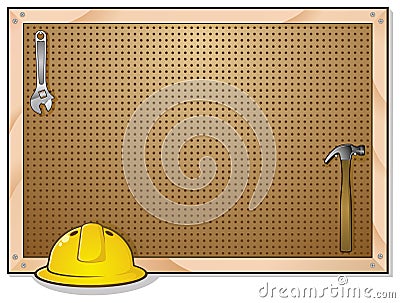 Tool Bench Peg Board Vector Illustration