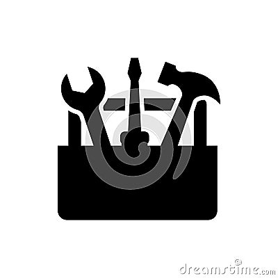 Tool box icon. Toolbox, toolkit, instrument vector icon. Toolbox Tools vector flat icon. Vector Illustration