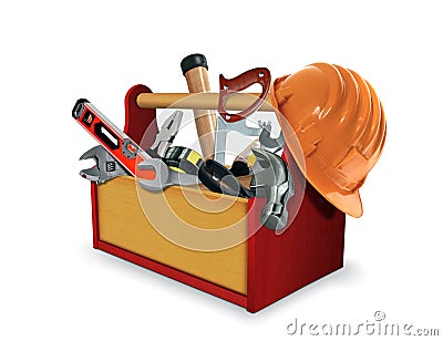 Tool Box with Tools Stock Photo