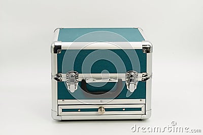 Tool case top view showcasing durable materials and secure locking mechanism for storage Stock Photo