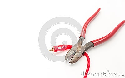 Pliers for cutting wire and power cable. Stock Photo