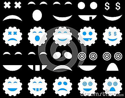 Tool, gear, smile, emotion icons Stock Photo